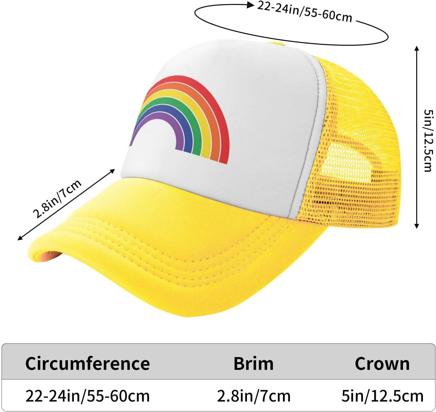Pride Rainbow Trucker Hat for Men Women, Lesbian Gay Bisexual Transgender LGBT Baseball Cap Mesh Caps