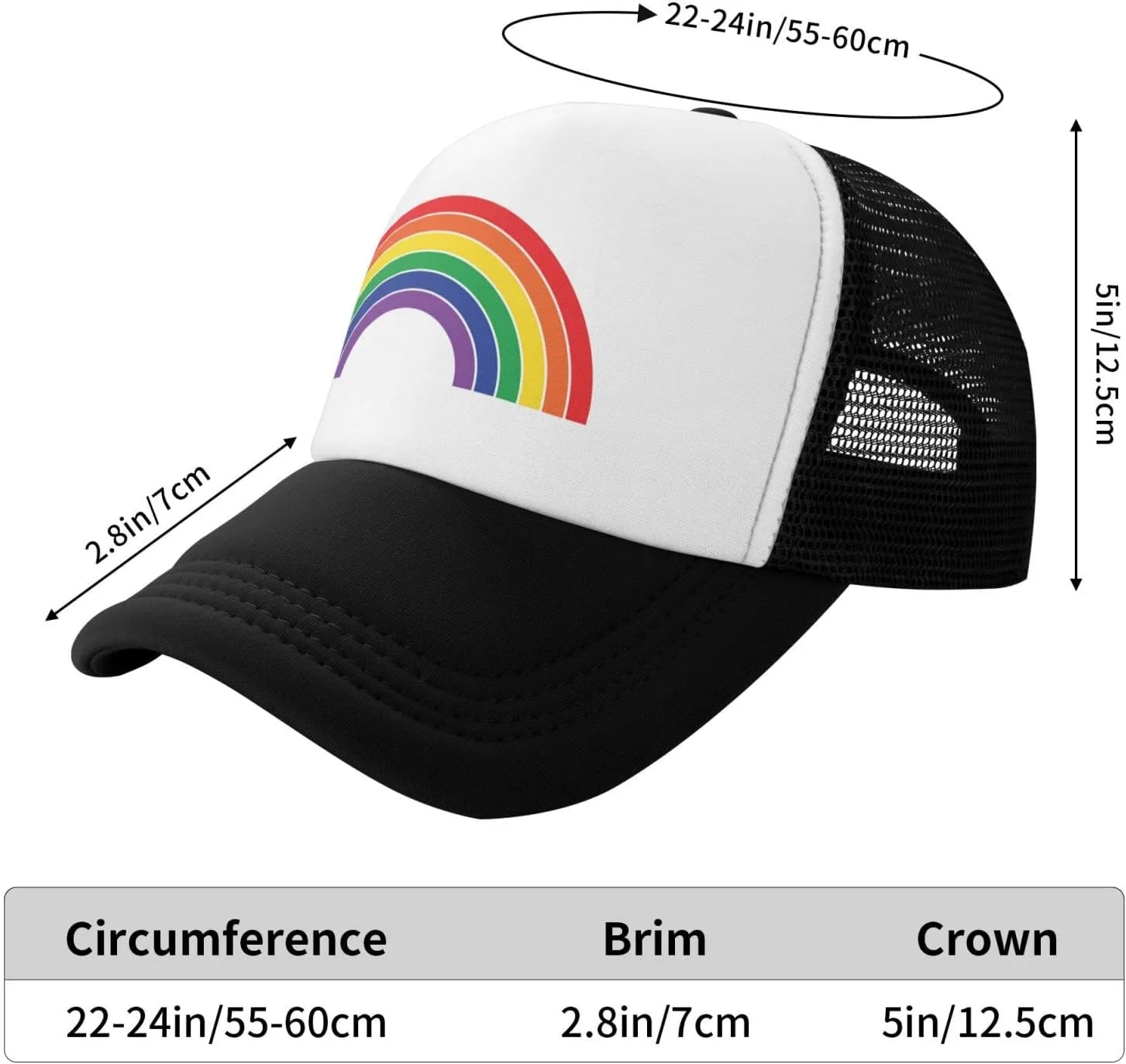 Pride Rainbow Trucker Hat for Men Women, Lesbian Gay Bisexual Transgender LGBT Baseball Cap Mesh Caps