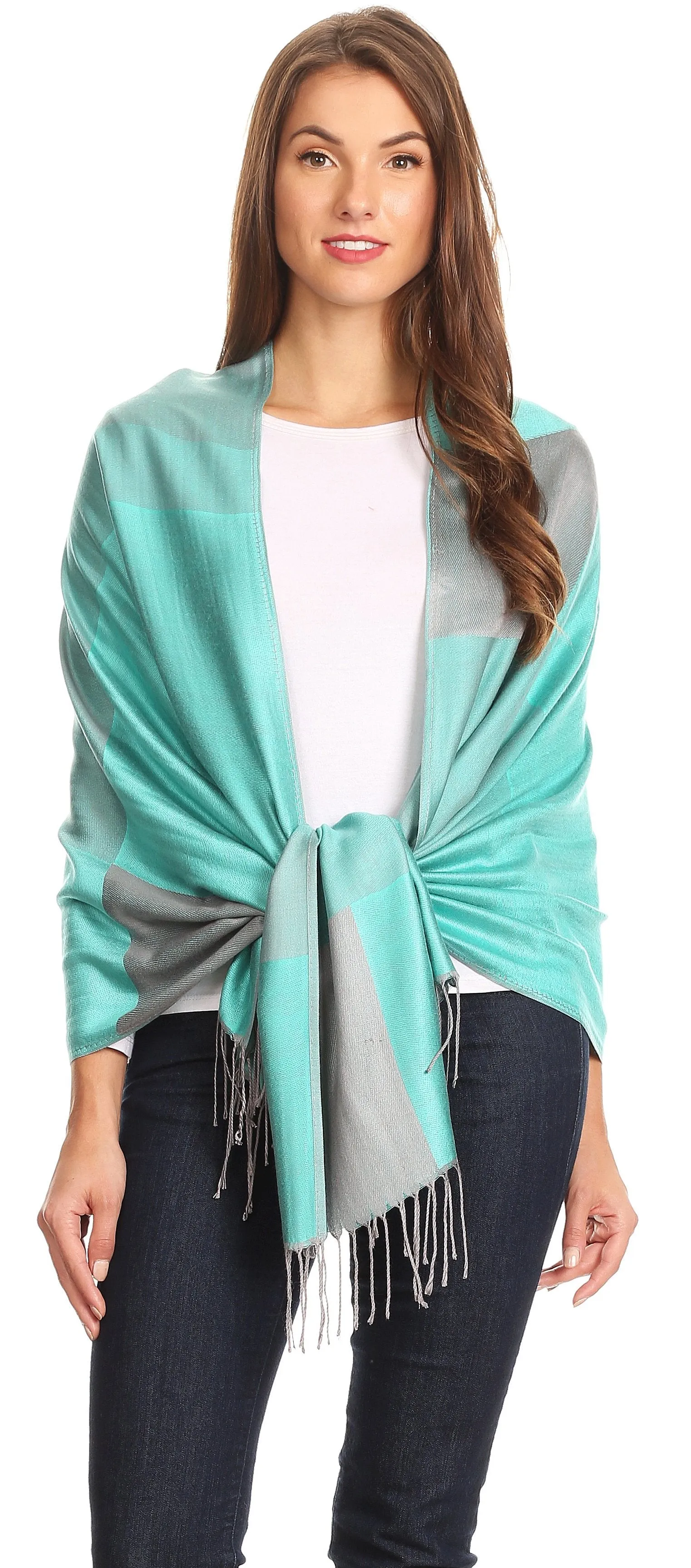 Sakkas Nicola Reversible Warm and Soft Unisex Scarf Stole Wrap Solid Color-block