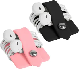 Silicone Earphone Organizer Earphone Wrap Winder Headphone Cord Organizer Wrap Winder Manager/Cable Winder 2 Pieces