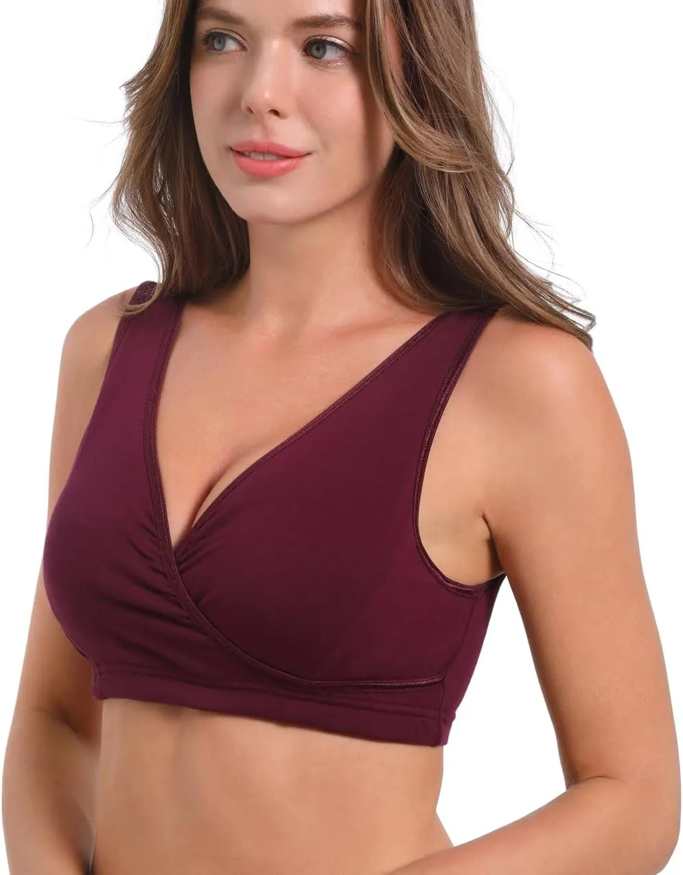 SUIEK 4 Pack Nursing Sleep Bra Maternity Bralette Breastfeeding Comfort Cotton Bras
