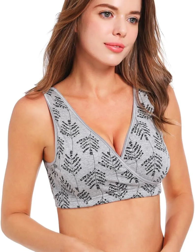 SUIEK 4 Pack Nursing Sleep Bra Maternity Bralette Breastfeeding Comfort Cotton Bras