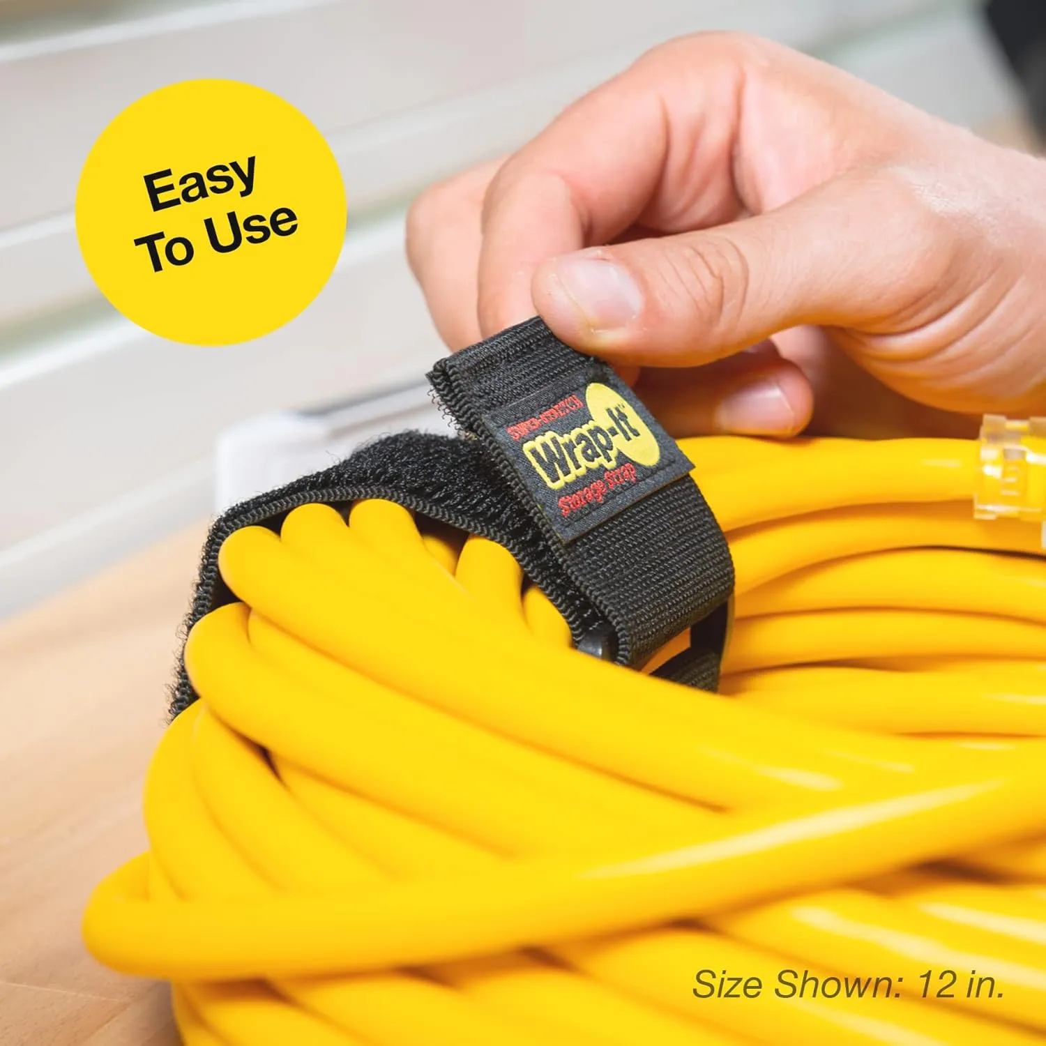 Super-Stretch Wrap-It Storage Straps, 6" (12 Pack) - Elastic Hook and Loop Cinch Straps - Extension Cord Organizer, Hose Strap, Cable Straps, Tool Strap, Cord Wrap, Cord Keeper and Cable Storage