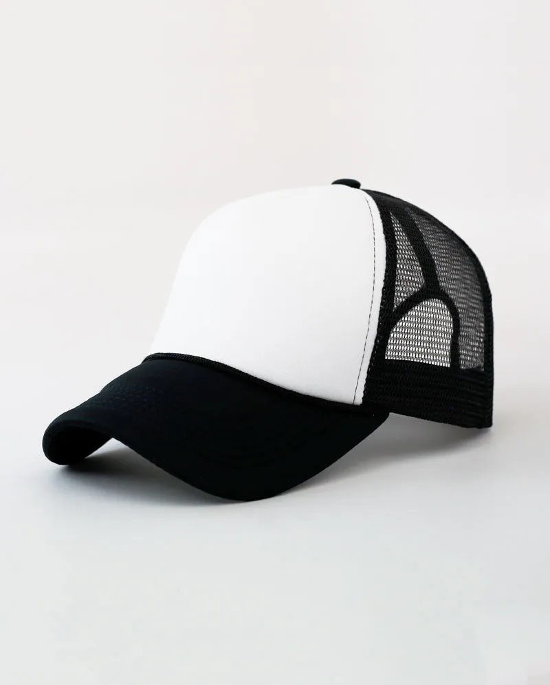 The Hat Depot - Sponge White Front Trucker Cap