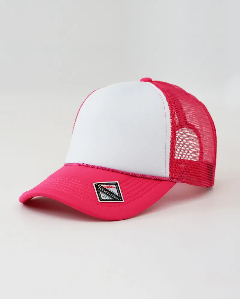 The Hat Depot - Sponge White Front Trucker Cap