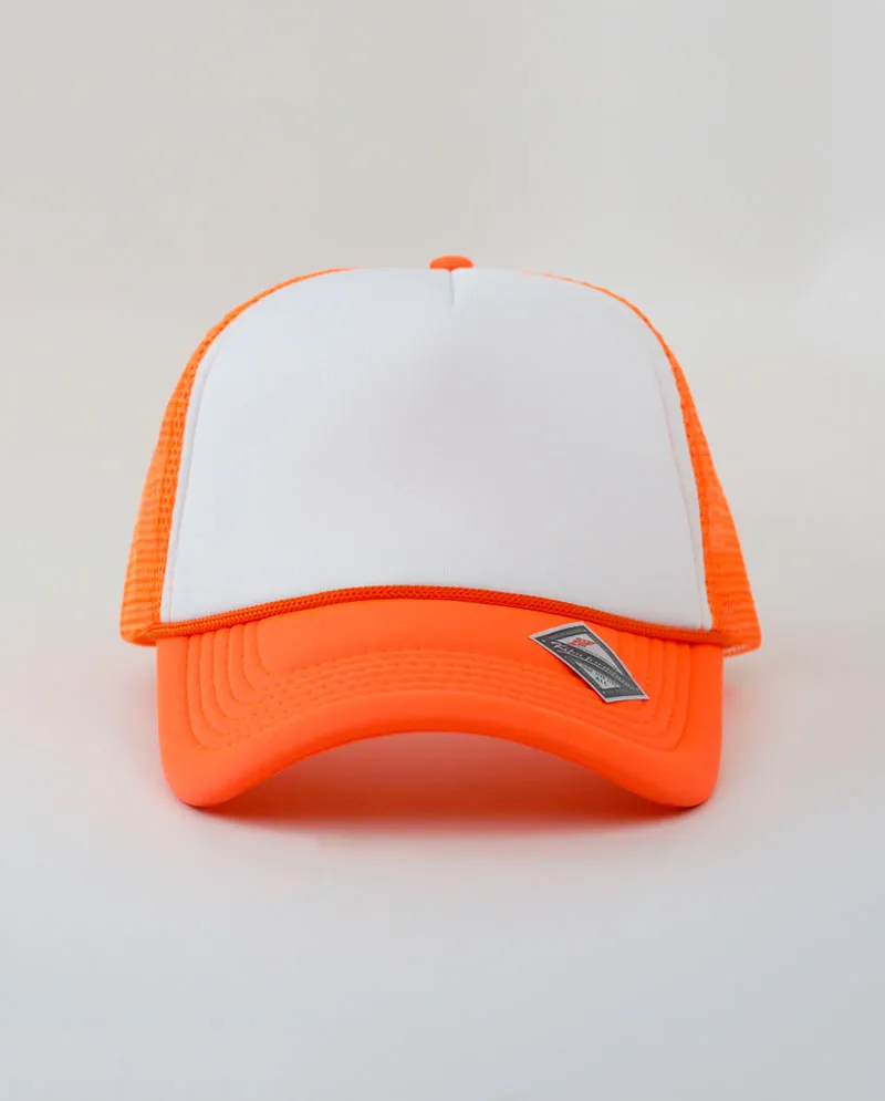The Hat Depot - Sponge White Front Trucker Cap