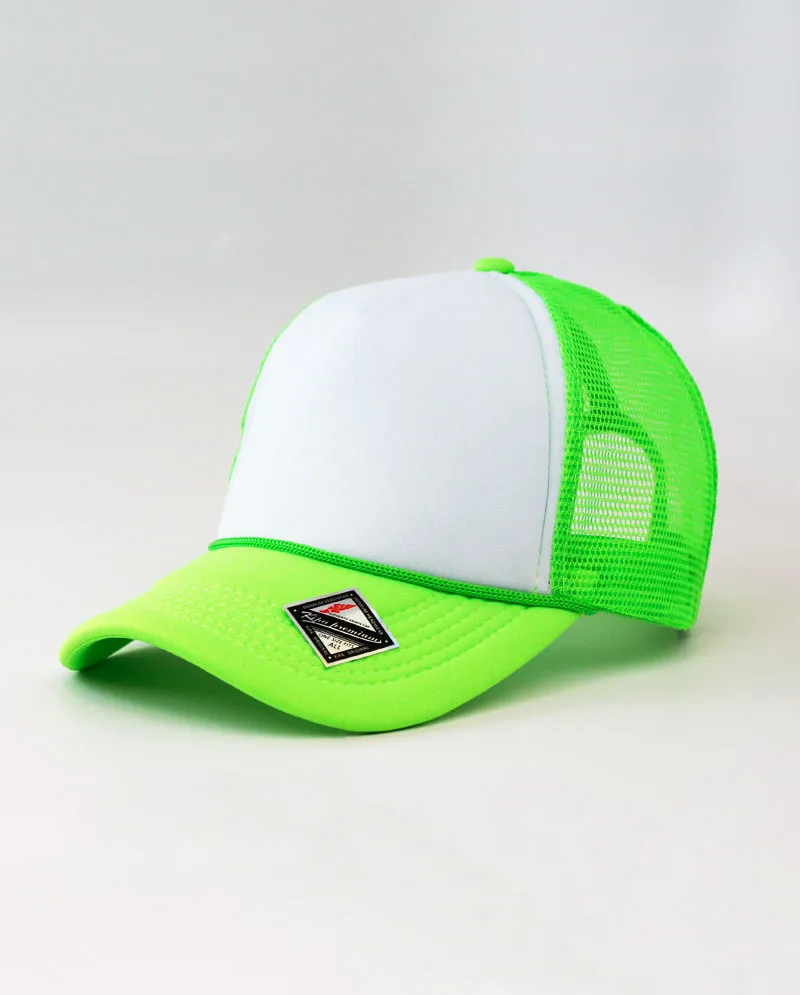 The Hat Depot - Sponge White Front Trucker Cap