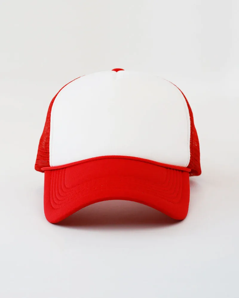 The Hat Depot - Sponge White Front Trucker Cap