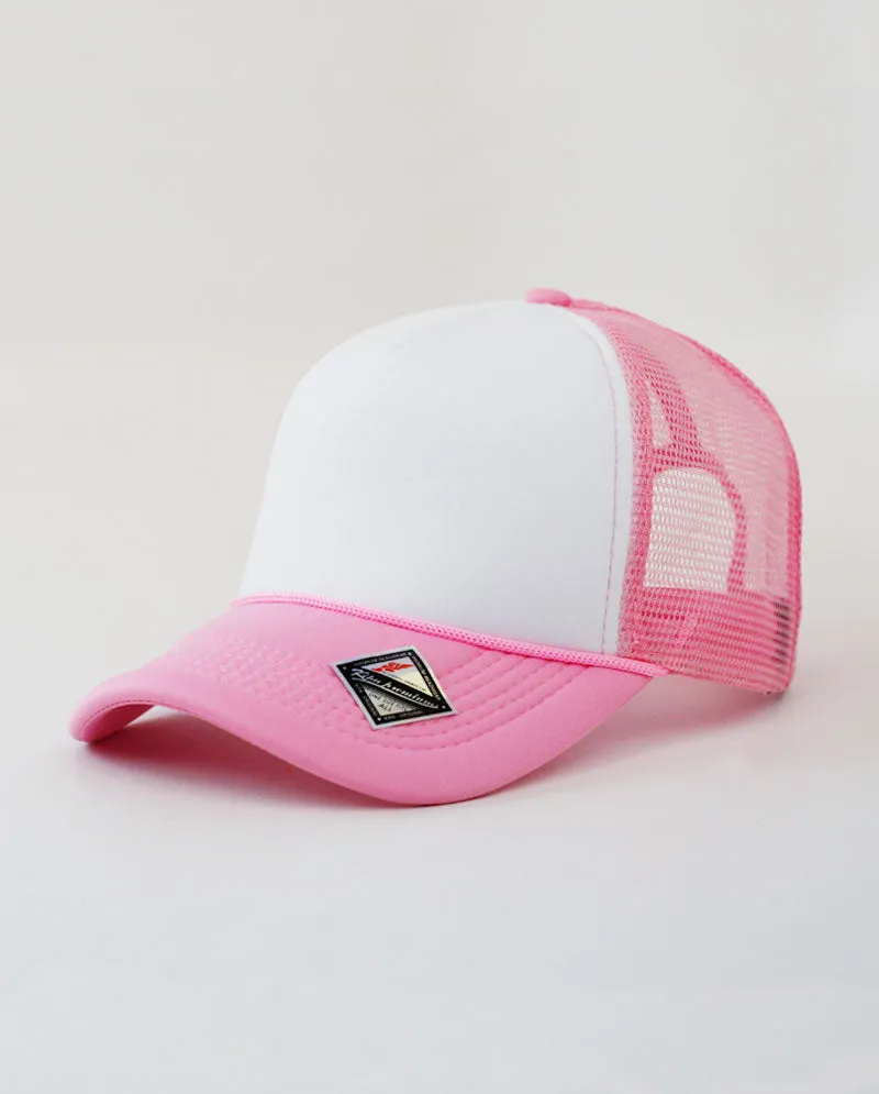 The Hat Depot - Sponge White Front Trucker Cap
