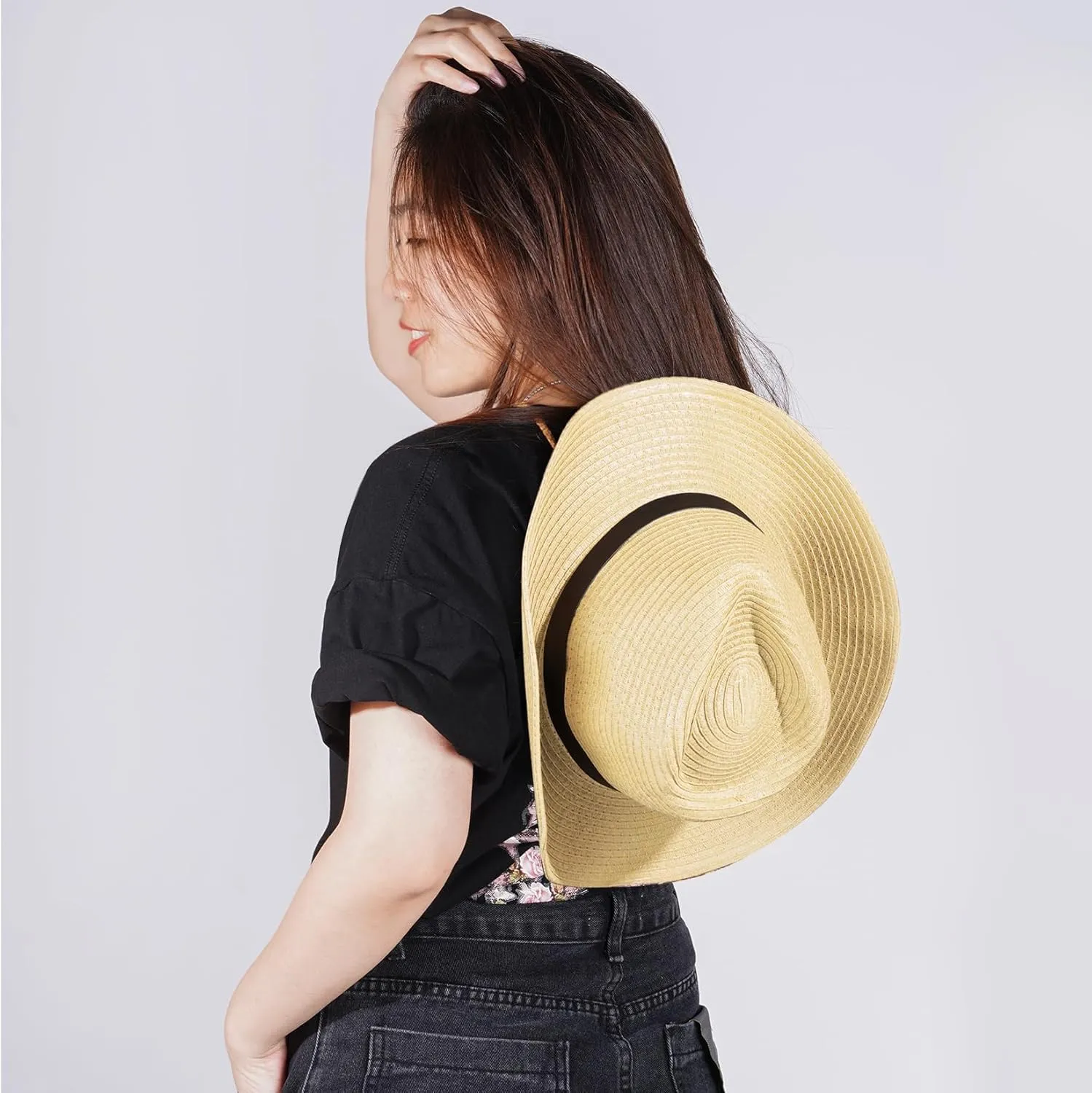 Unisex Straw Cowboy Hats for Women and Men Western Beach Cowboy Sun Hat Wide Brim Cap for Beach, Halloween, Partie
