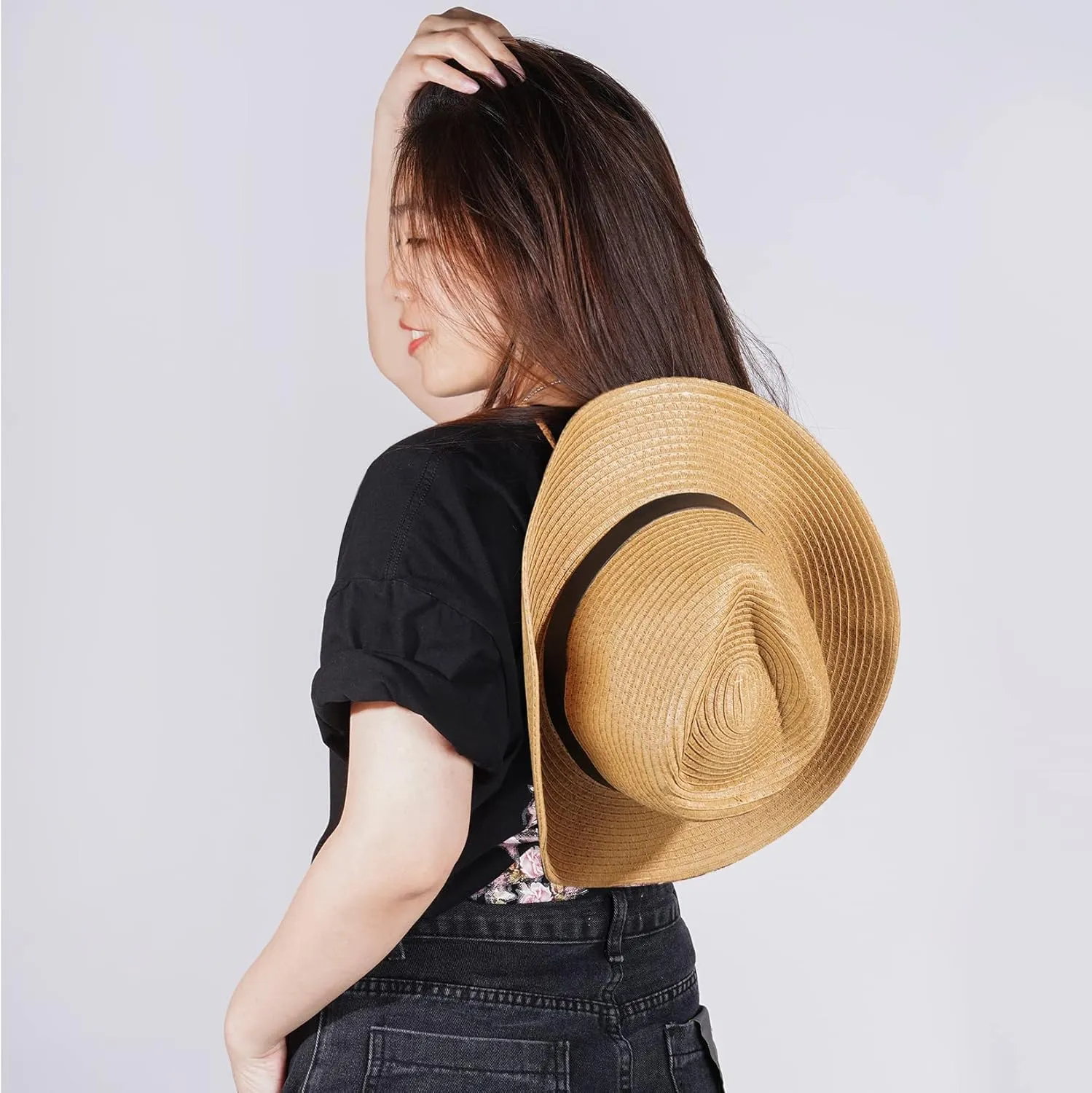 Unisex Straw Cowboy Hats for Women and Men Western Beach Cowboy Sun Hat Wide Brim Cap for Beach, Halloween, Partie