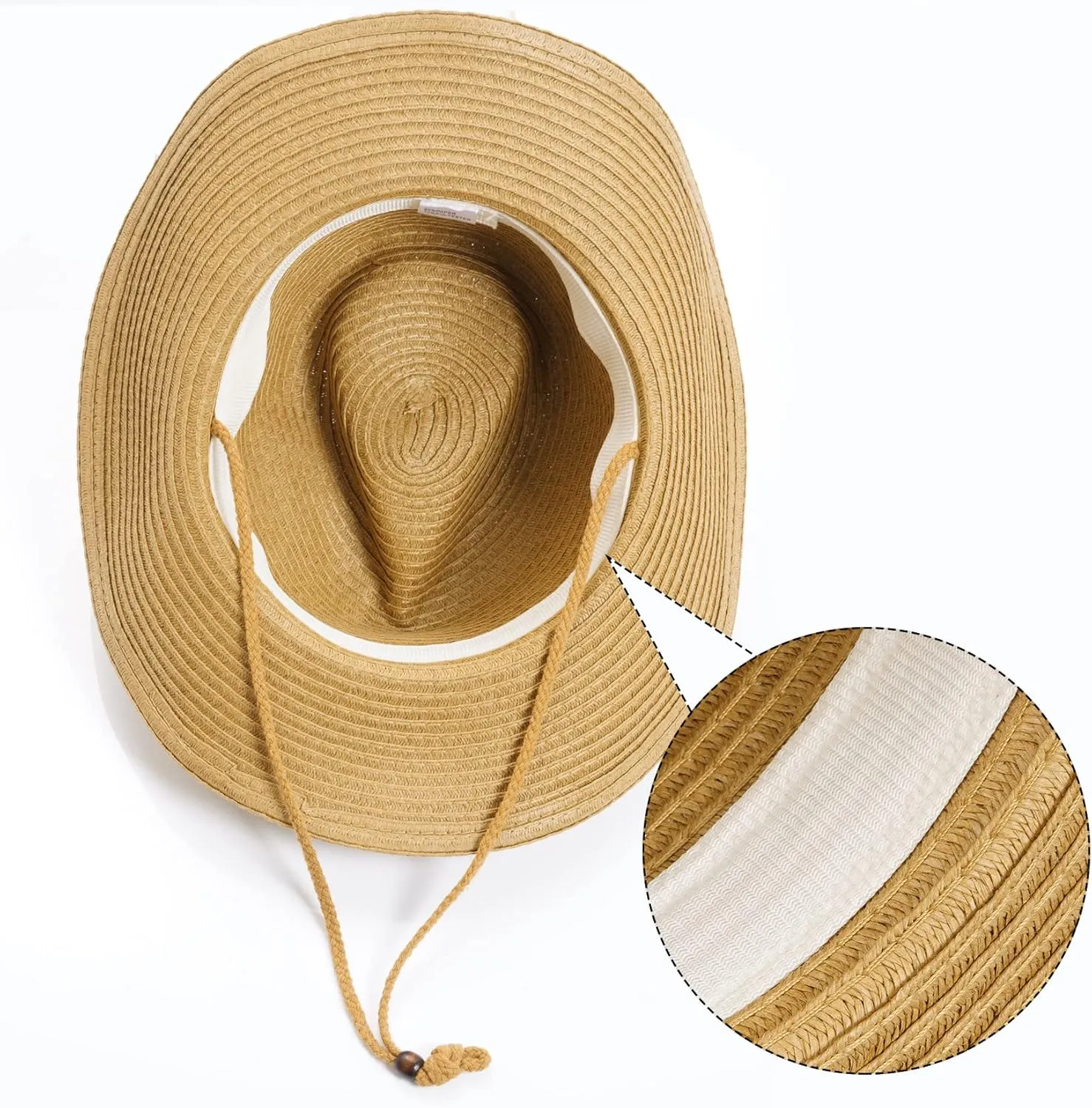 Unisex Straw Cowboy Hats for Women and Men Western Beach Cowboy Sun Hat Wide Brim Cap for Beach, Halloween, Partie