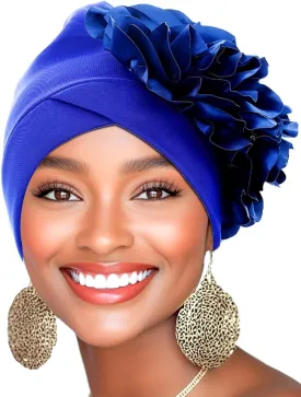 Urieo Flower Turban Head Wrap Vintage Headwrap Hats Elastic Beanie Head Scarf for Women