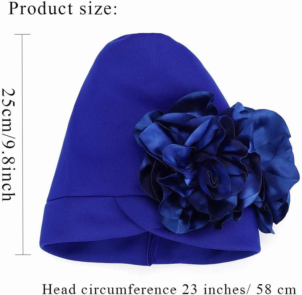 Urieo Flower Turban Head Wrap Vintage Headwrap Hats Elastic Beanie Head Scarf for Women