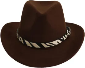 Vintage Women's Wide Brim Warm Wool Felt Hat Tweed Bowler Hat Cowboy Hat Unisex Panama Jazz Hat Sombrero coffee 56to58cm