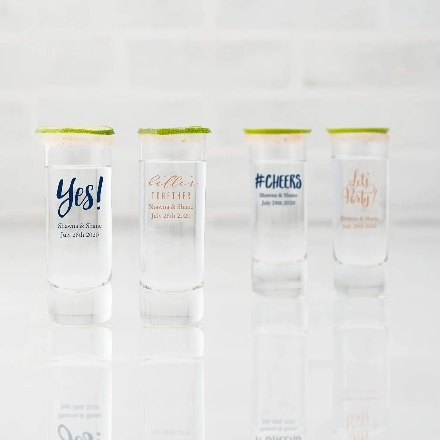 WEDDINGSTAR Personalized 2.5oz Tall Shot Glass Customizable Full Color Print - 108 pack