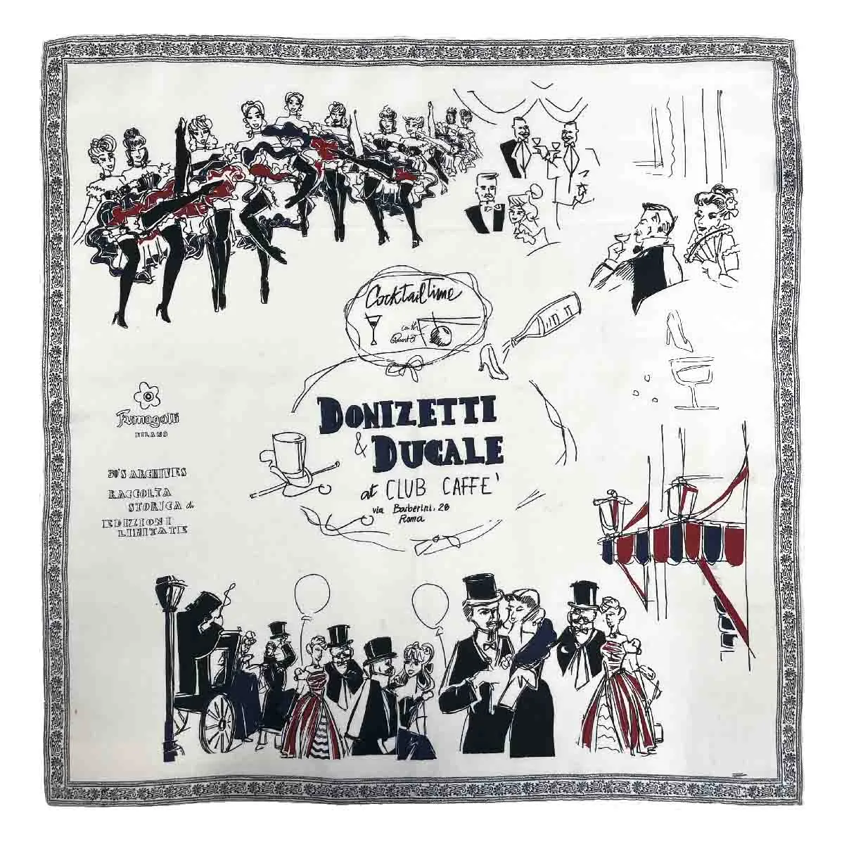 White printed caffè silk neckerchief