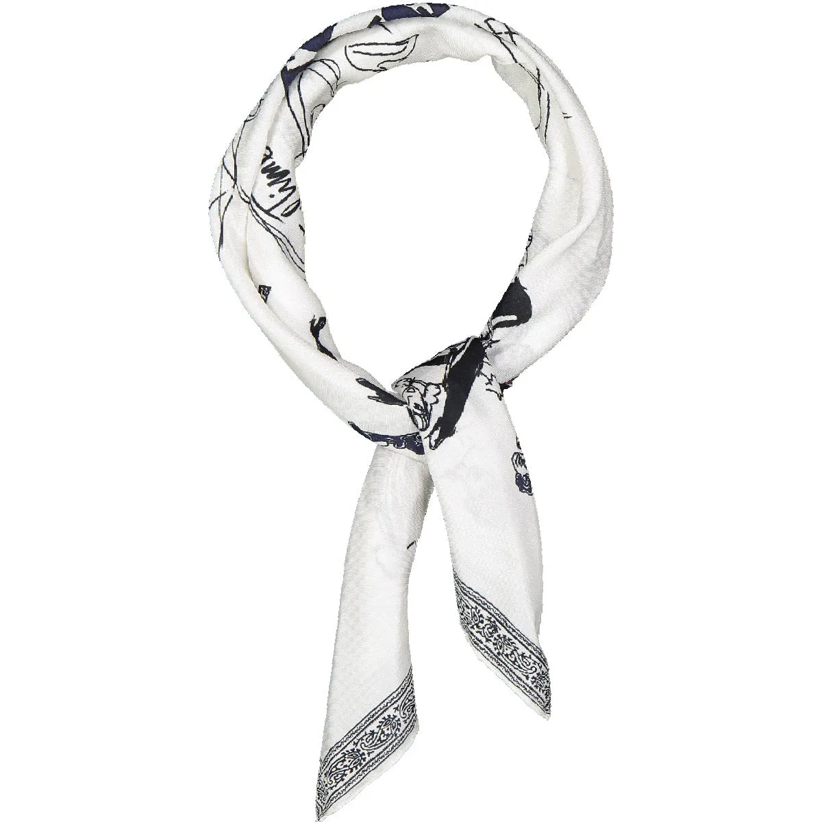 White printed caffè silk neckerchief