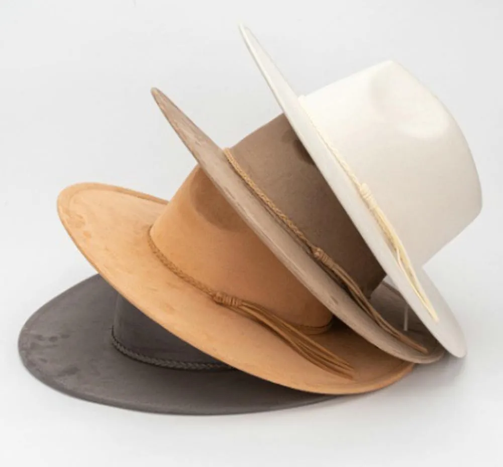 Wide Brim Suede Fedora Hats Unisex Classic Panama Hat Solid Retro Fedora 2025