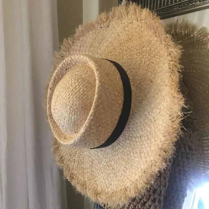 Wide Brim Sun Hat With Ribbon Accent