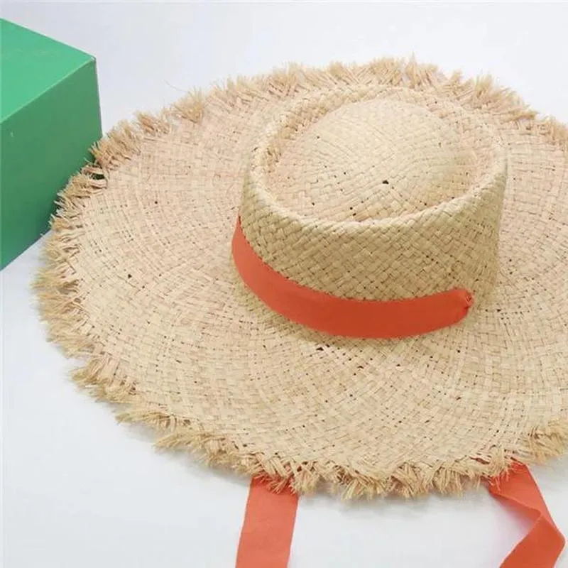 Wide Brim Sun Hat With Ribbon Accent