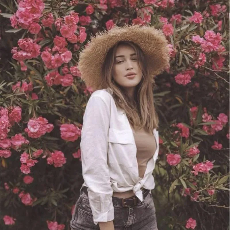 Wide Brim Sun Hat With Ribbon Accent