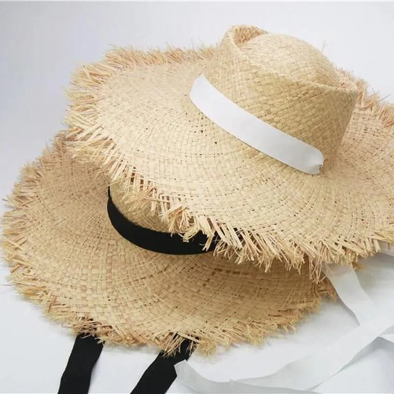 Wide Brim Sun Hat With Ribbon Accent