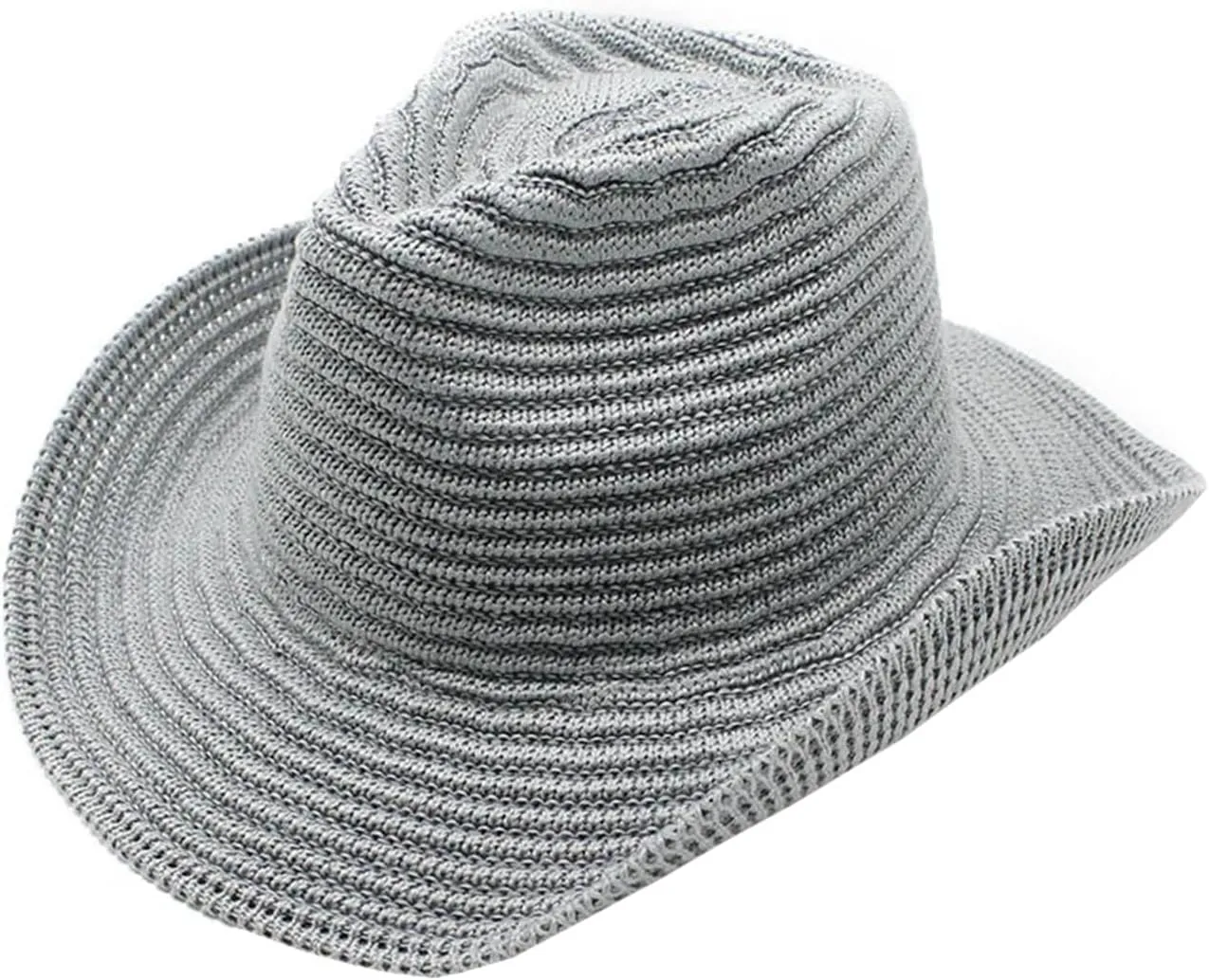 Women Men Western Cowboy Hat Jazz Top Hat Knitted Big Brim Felt Cap Trilby Wide Brim Fedora Outdoor Sun Hat