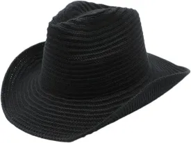 Women Men Western Cowboy Hat Jazz Top Hat Knitted Big Brim Felt Cap Trilby Wide Brim Fedora Outdoor Sun Hat