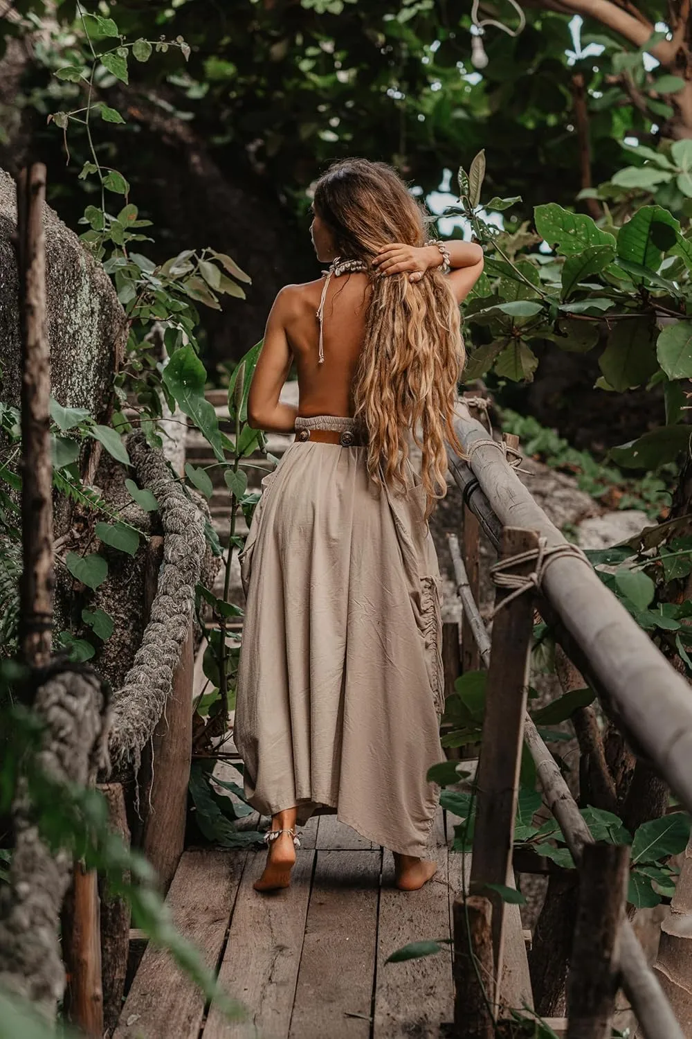 Women's Maxi Boho Skirt with Pockets Bohemian Organic Cotton Hippie Gypsy