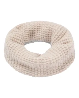 Women's Waffle Stitch Cashmere Snood With Lurex Ecru White